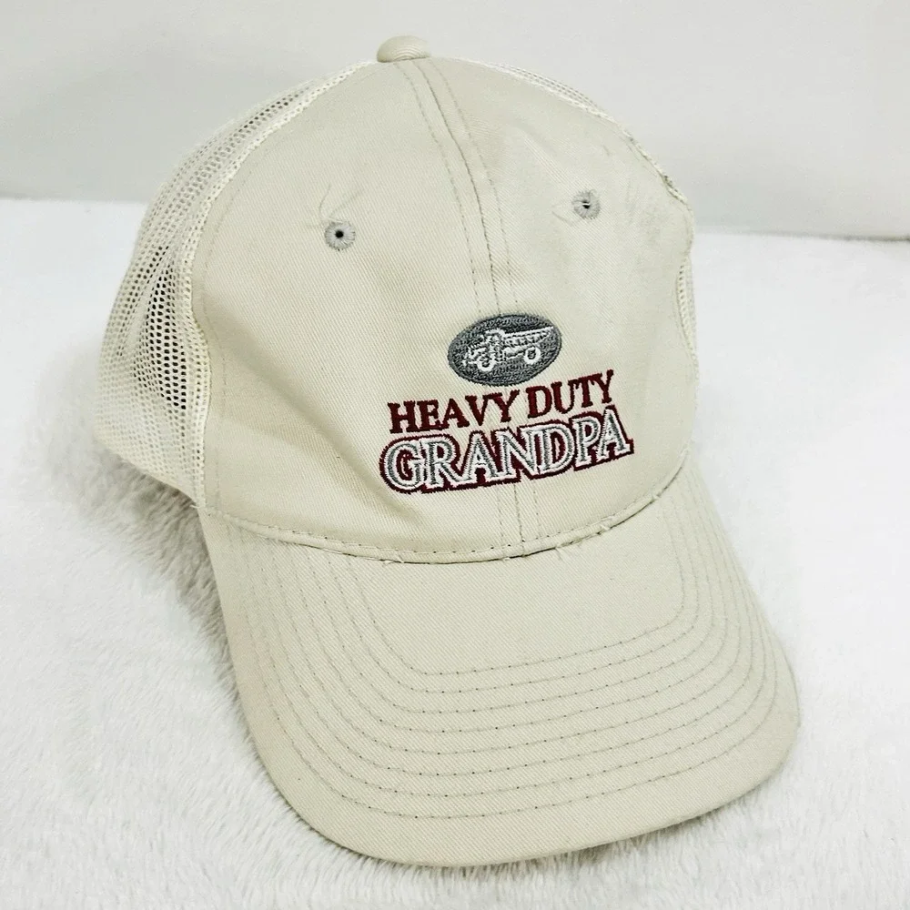 Heavy Duty Grandpa Trucker Wordmark Hat Cap Adjustable Snapback Beige Outdoors‎